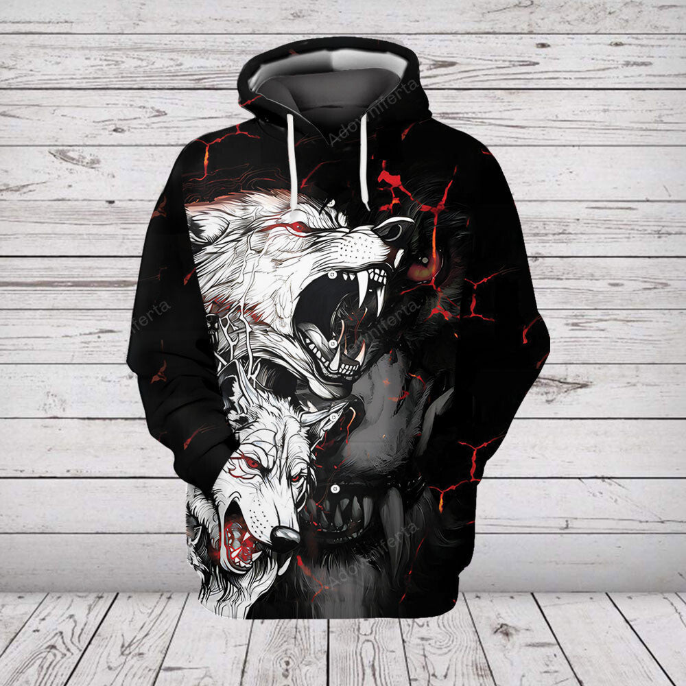 Aggressive Wolf Hoodie All Over Print