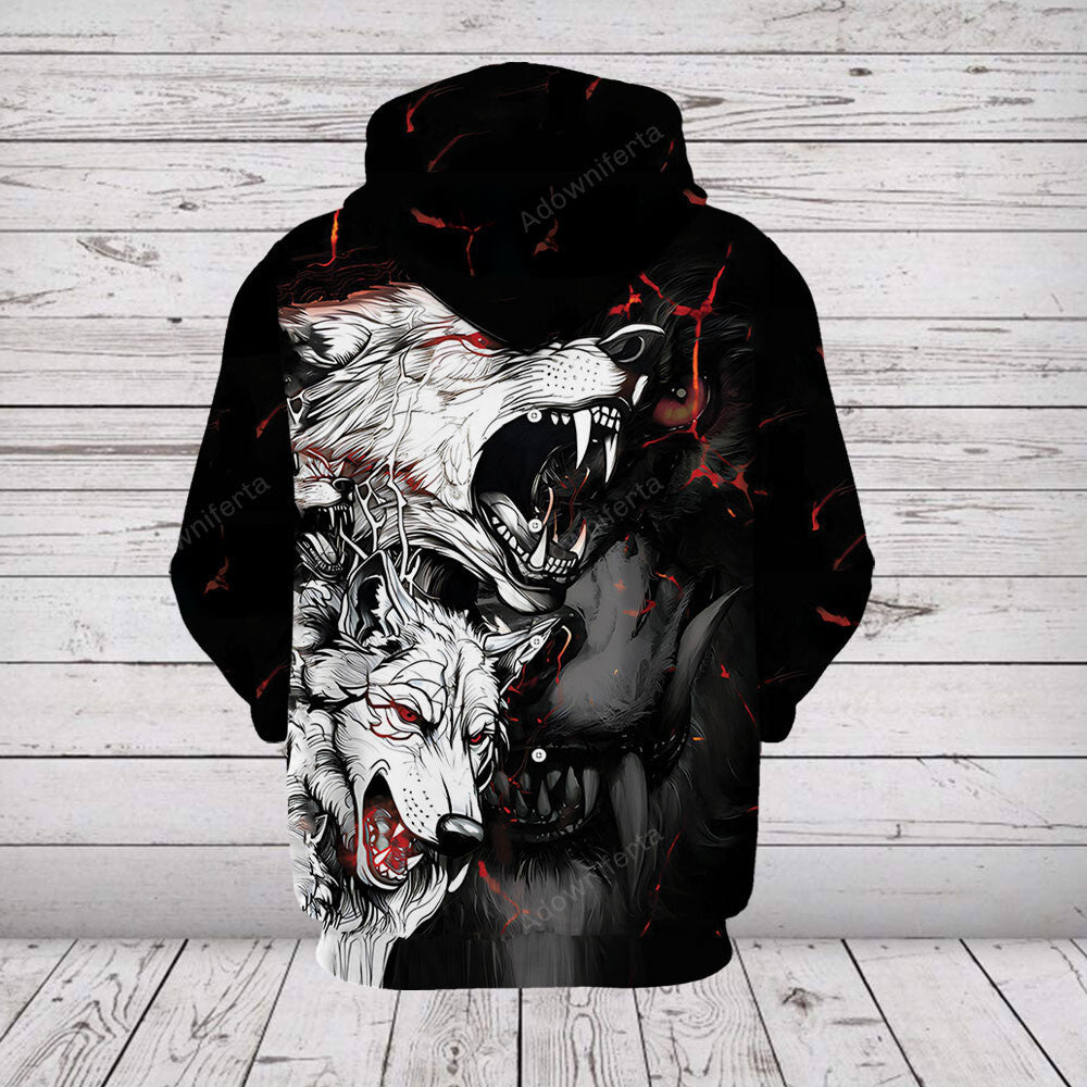 Aggressive Wolf Hoodie All Over Print