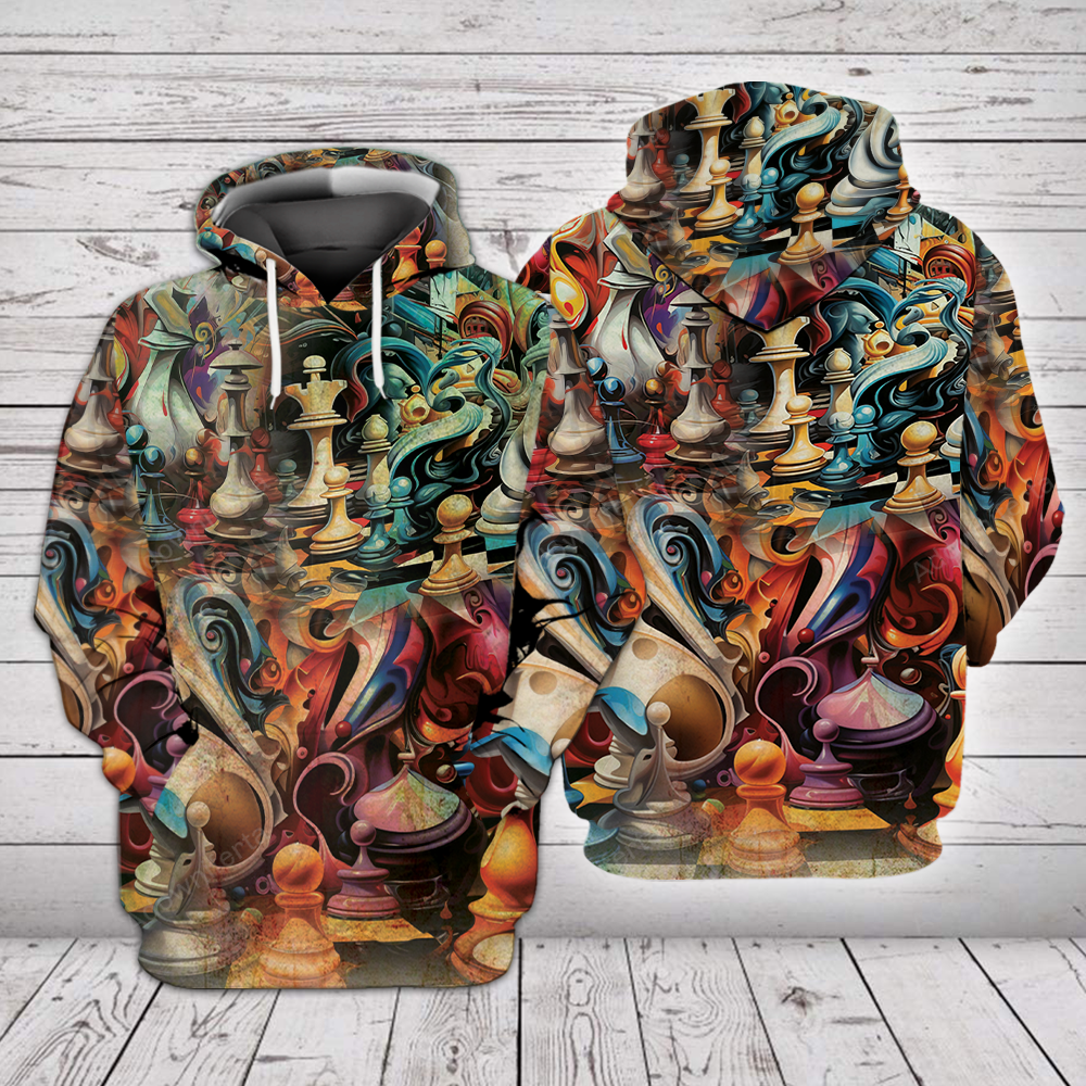 Abstract Chess Hoodie All Over Print