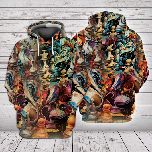 Abstract Chess Hoodie All Over Print