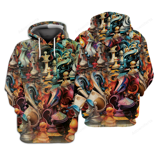 Abstract Chess Hoodie All Over Print