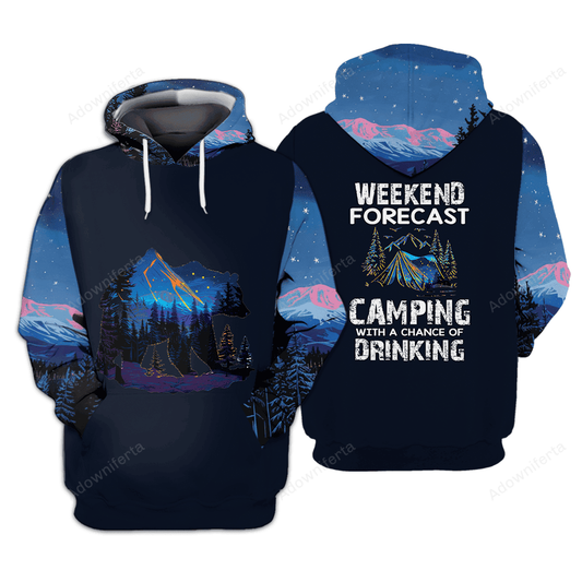 Weekend Forecast Camping With A Chance Of Drinking All Over Print Shirt