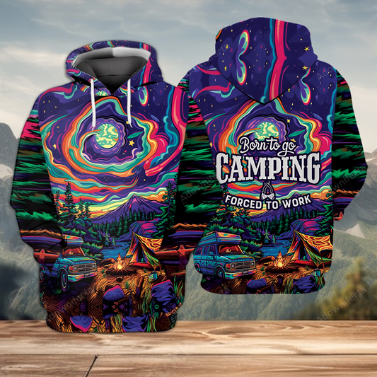 Born To Go Camping Forced To Work Hippie All Over Print Shirt