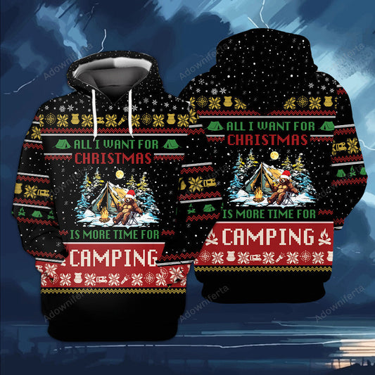 All I Want For Christmas Is More Time For Camping All Over Print Shirt