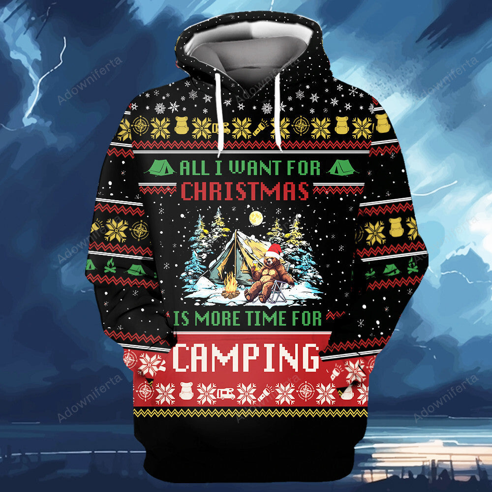 All I Want For Christmas Is More Time For Camping All Over Print Shirt
