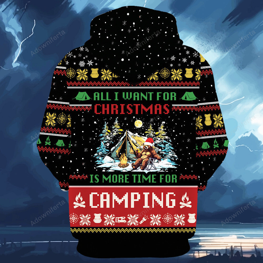 All I Want For Christmas Is More Time For Camping All Over Print Shirt
