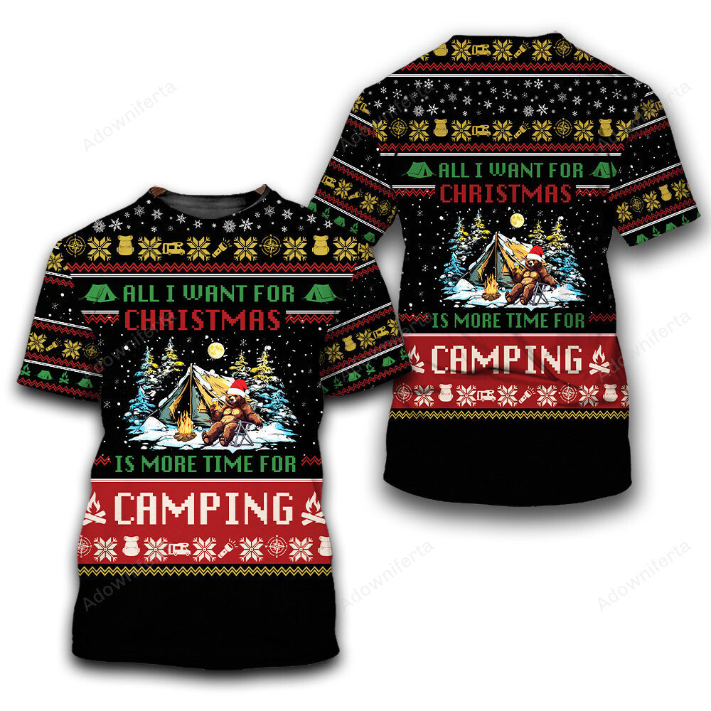 All I Want For Christmas Is More Time For Camping All Over Print Shirt