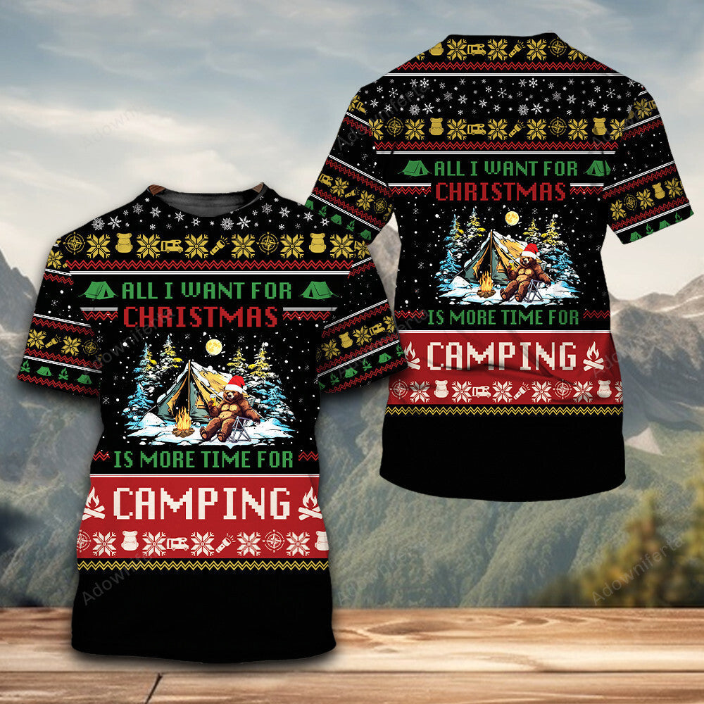 All I Want For Christmas Is More Time For Camping All Over Print Shirt