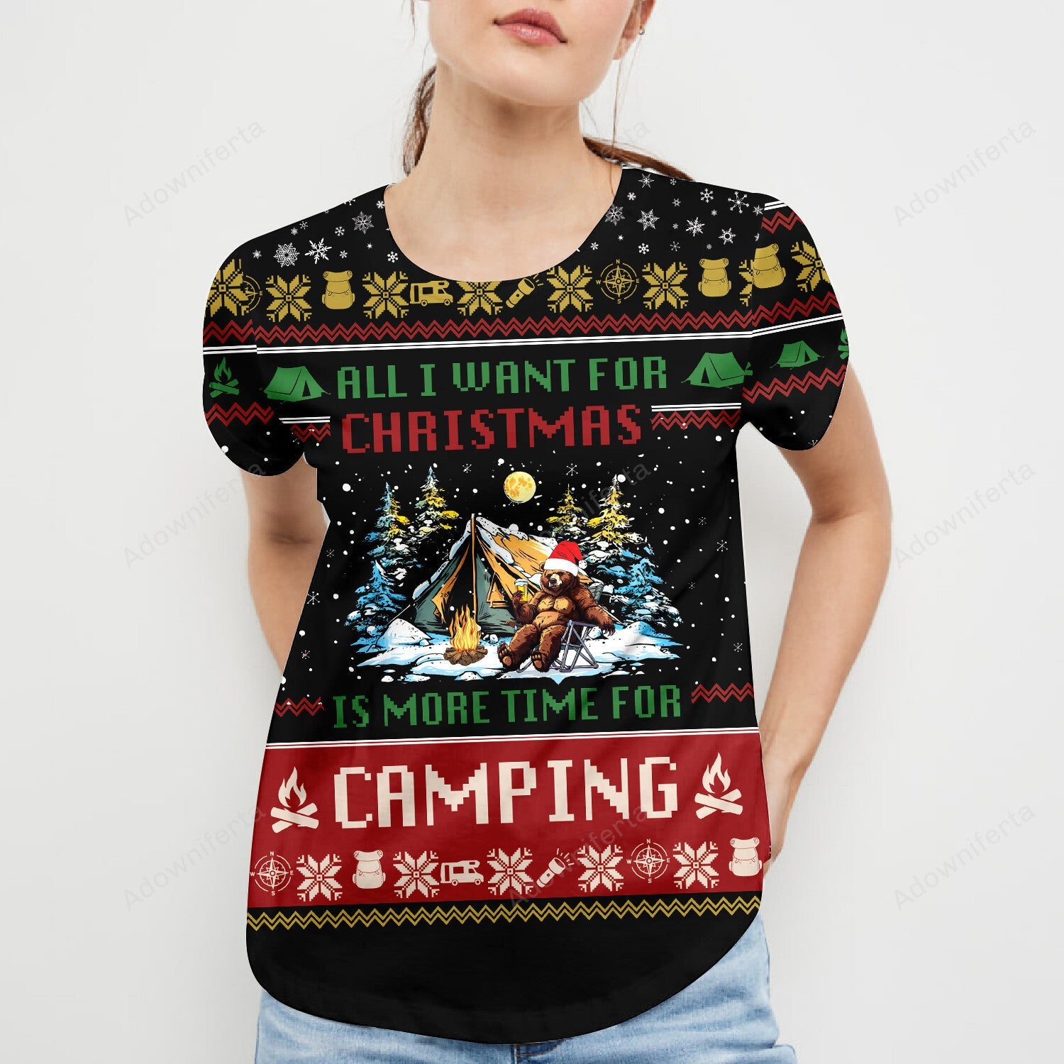 All I Want For Christmas Is More Time For Camping All Over Print Shirt
