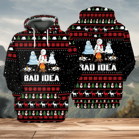 Camping Bad Idea Christmas All Over Print Shirt