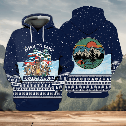 Born To Camp Forced To Work Christmas All Over Print Shirt