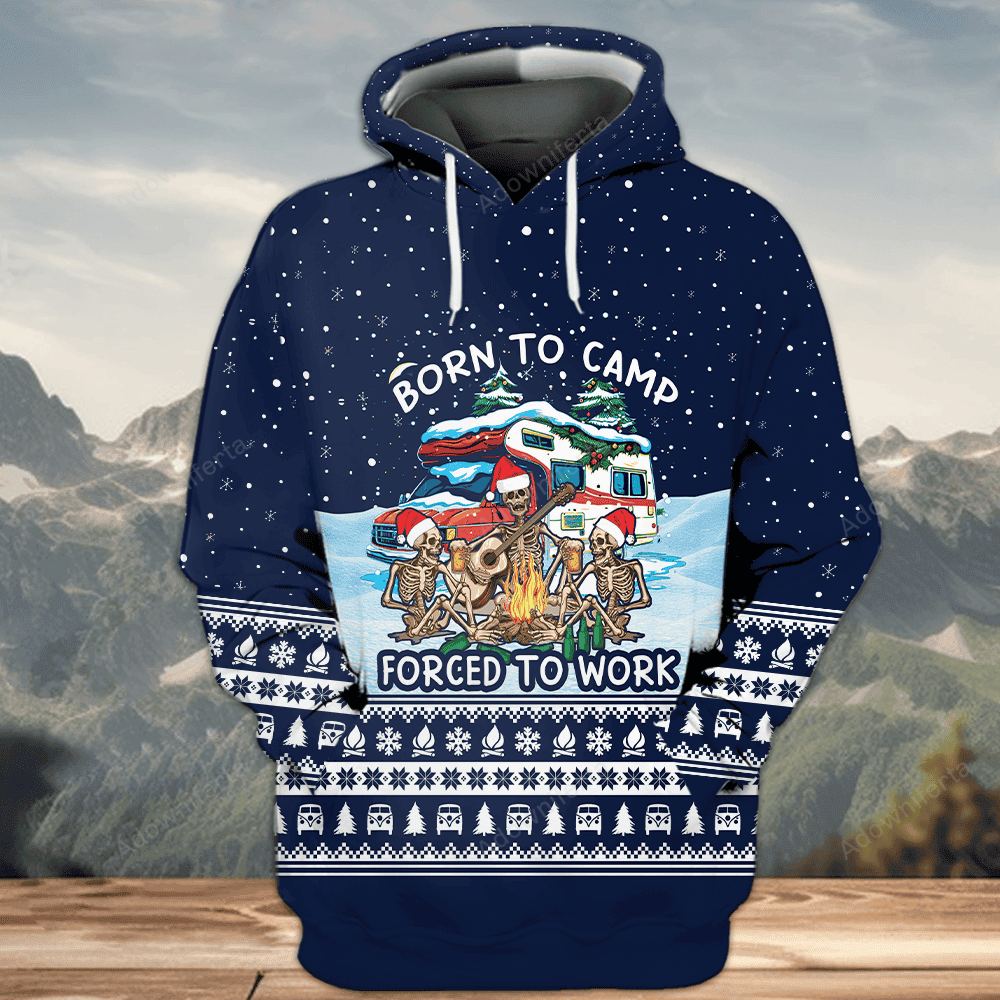 Born To Camp Forced To Work Christmas All Over Print Shirt