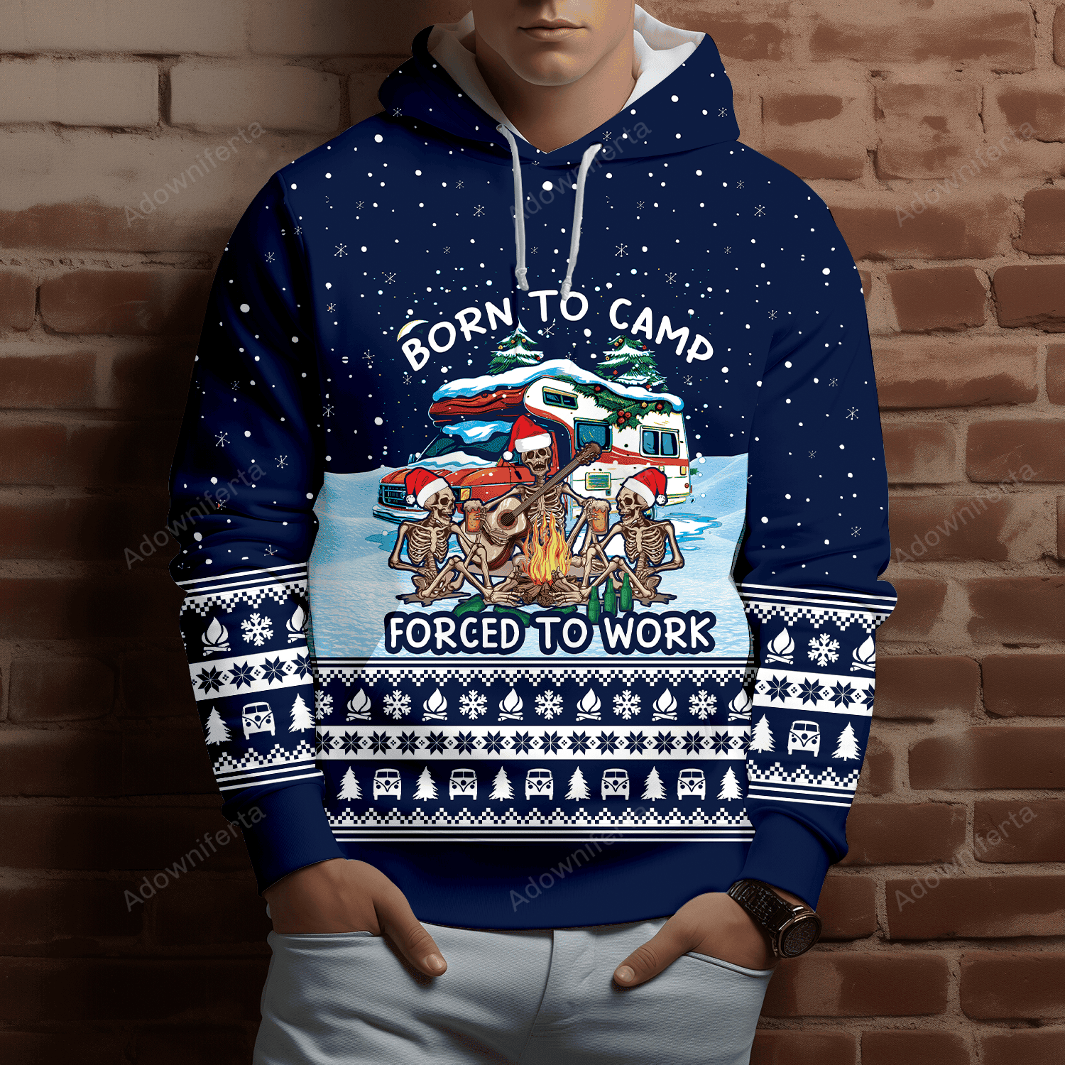 Born To Camp Forced To Work Christmas All Over Print Shirt