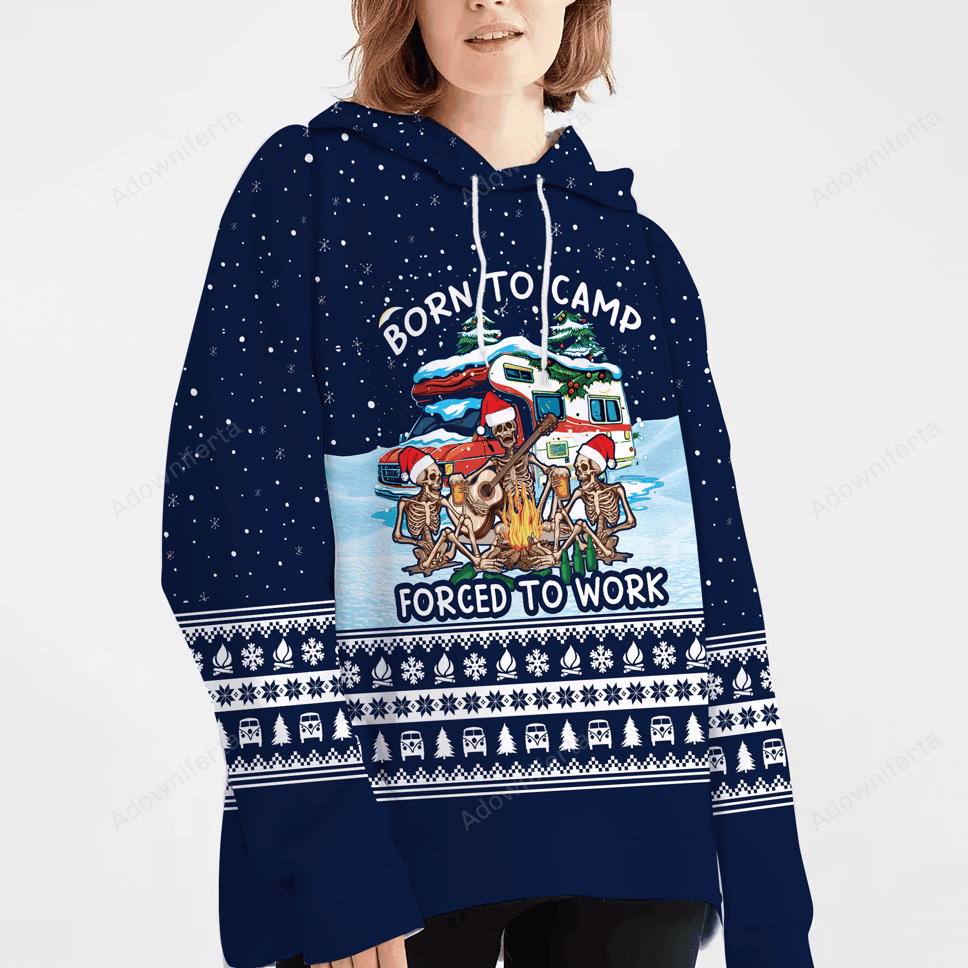 Born To Camp Forced To Work Christmas All Over Print Shirt