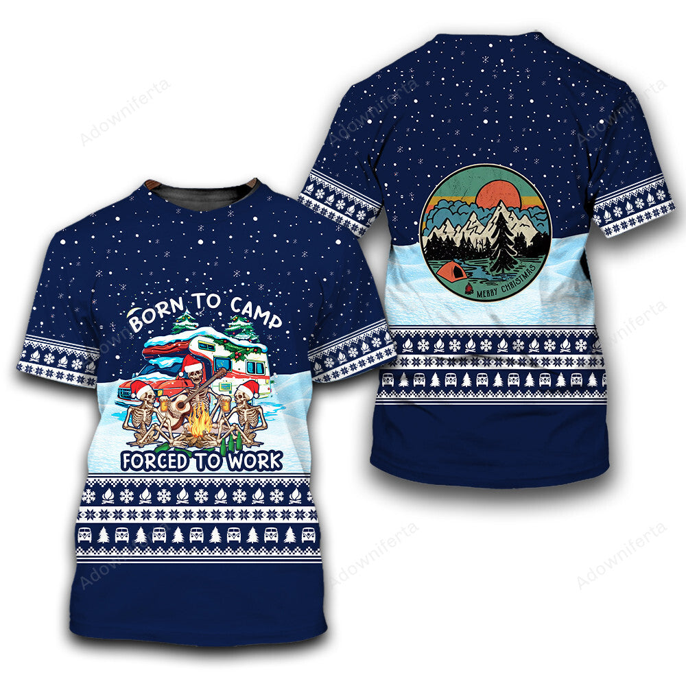 Born To Camp Forced To Work Christmas All Over Print Shirt
