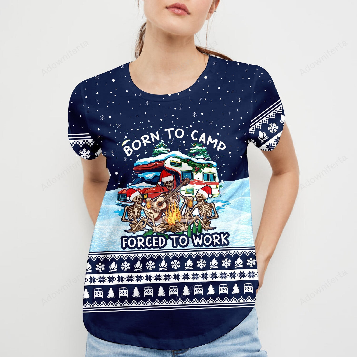 Born To Camp Forced To Work Christmas All Over Print Shirt
